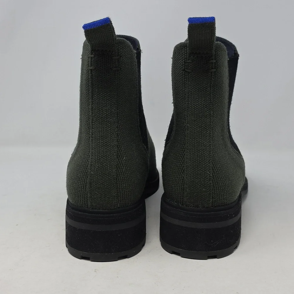 Rothy's The Lug Merino Wool Green Pull On Boots Stitching Detail Size 8.5